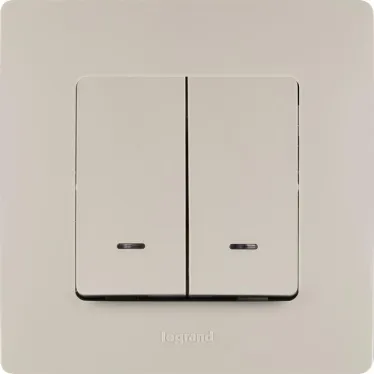 ETIKA Выключатель двухклавишный с подсветкой слоновая кость безвинтовые зажимы 10АХ