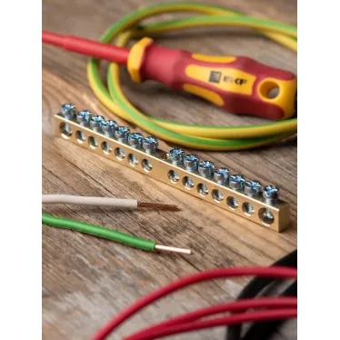 Шина нулевая с заземлением 63.14 латунь