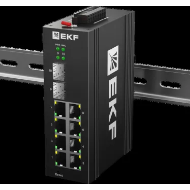 Коммутатор промышленный управляемый уровня L2 ML2-2GX/SFP-8GTP, 2 порта 1000Base-X SFP, 8 портов 10/100/1000Base-T(X) RJ45 c PoE, монтаж на динрейку TSX EKF