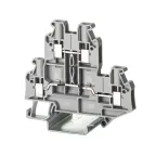 Клемма двухуровневая, винтовой зажим, 4 точки подключения, 4 кв.мм, серая