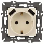 Розетка 2P+E 16A-250В, штор. с 2xUSB 5В-3А, Эра Elegance, слоновая кость 14-4109-02