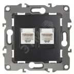 Розетка информационная двойная 12-3108-05  2XRJ45,  антрацит (10/100/2500) |Б0014733 | ЭРА