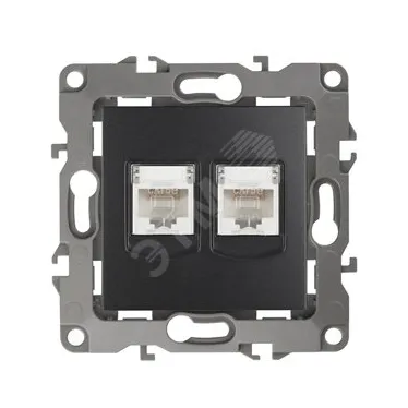 Розетка информационная двойная 12-3108-05  2XRJ45,  антрацит (10/100/2500) |Б0014733 | ЭРА