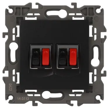 Розетка аудио двойная, Эра Elegance, антрацит, 14-3112-05