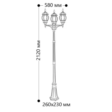 Светильник НТУ-3х100w столб Е27 IP44 черный