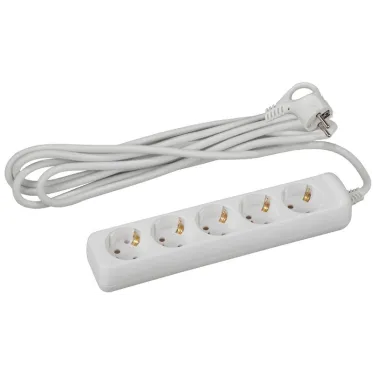 Удлинитель c заземл., 3х1мм2, 16А, ПВС, 5гн, 5м (10/840) U-5e-5m-3x1