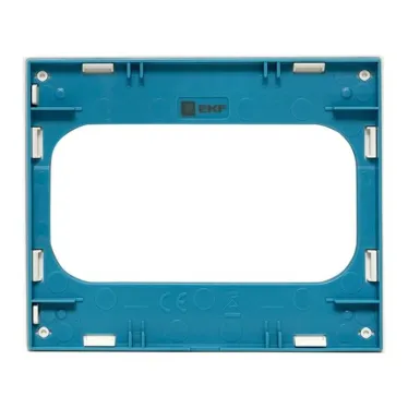 Стокгольм Рамка для розетки 2-местная белая с линией цвета синий