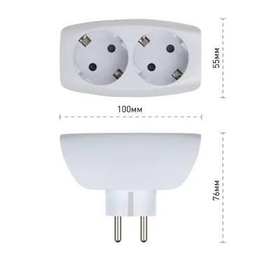 Тройник 2гн, с заземл, со шторками (белый) (10/60/1440) SP-2e-W