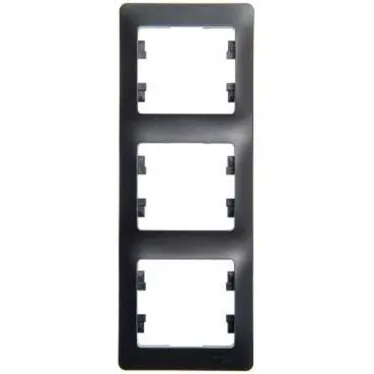 GLOSSA Рамка 3 поста вертикальная антрацит