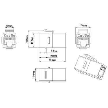Адаптер проходной (coupler) RJ-45(8P8C) формата Keystone Jack