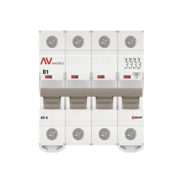 Выключатель автоматический AV-6 4P 1A (B) 6kA AVERES