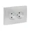 Валенсия лицевая панель розетка 2-местной б/з 10А сталь с защ. штор.