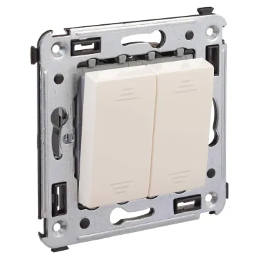Avanti Выключатель двухклавишный в стену, ''Ванильная дымка''