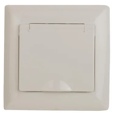 Розетка 2P+E Schuko с крышкой, 16А-250В, СУ, Solo, сл.кость, 4-203-02