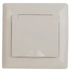 Розетка Intro Solo 4-203-02 с заземлением 2P+E Schuko с крышкой, 16А-250В, IP20, СУ, слоновая кость