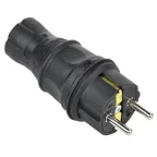 Вилка прямая 16А IP44 каучук черная GENERICA