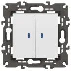 Выключатель двойной с подсветкой, 10АХ-250В, Эра Elegance, белый,14-1105-01