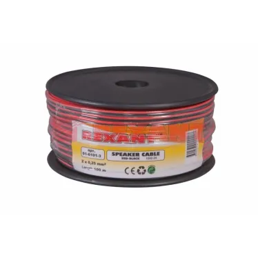Кабель акустический ШВПМ 2х0.25 кв.мм, красно-черный, 100 м, REXANT