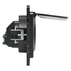 Стокгольм Механизм Розетки 1-местной с/з 16А черный с крышкой и защ. штор. IP44