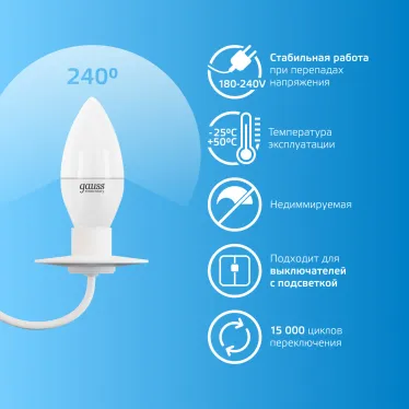 Лампа светодиодная Elementary Свеча 12W 950lm 6500K Е14 LED 1/10/100 | 33132 | Gauss