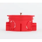 Коробка установочная KUTS-68-42-s-red усиленная для твердых стен с саморезами, стыковочные узлы красная IP20