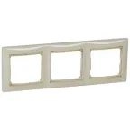 VALENA Рамка горизонтальная 3 поста бежевая/золото
