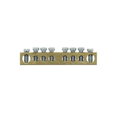 Шина нулевая 8х12мм 125А 10 отверстий крепеж по центру латунь PROxima