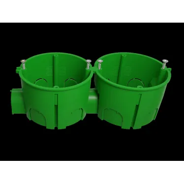 Коробка установочная KUTS1-68-45-green зеленая 68х45мм для твердых стен с саморезами, один стыковочный узел IP20