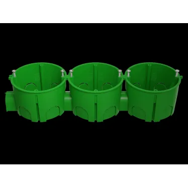 Коробка установочная KUTS1-68-45-green зеленая 68х45мм для твердых стен с саморезами, один стыковочный узел IP20