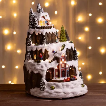 Фигура светодиодная новогодняя  EFIS-S07 композиция Рождество музыка теплый белый свет 3*АА 25*23*34 см | Б0060485 | ЭРА