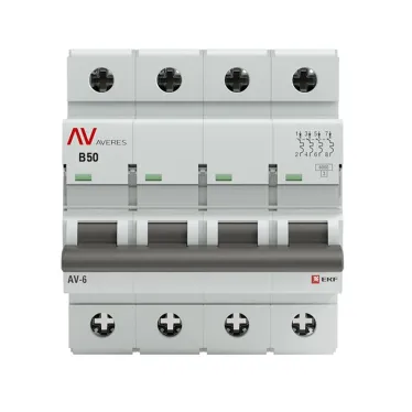 Выключатель автоматический AV-6 4P 50A (B) 6kA AVERES