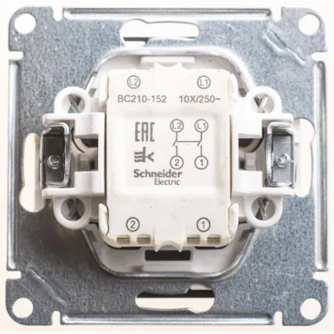 Выключатель одноклавишный, двухполюсный, 10АХ, механизм, черный бархат