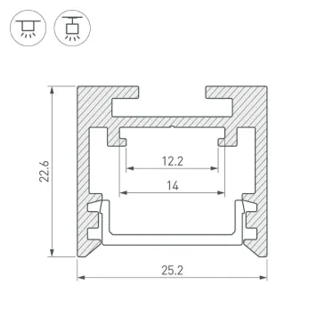 Профиль SL-LINE-2522-2500 BLACK (, Алюминий)
