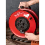 Удлинитель на катушке Гефест 2.0 4 гнезда 30м с заземлением и предохранителем КГ 3x2.5 16А/3.5кВт PROxima