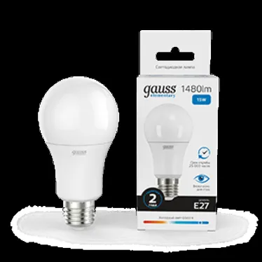 Лампа светодиодная LED 15 Вт 1480 лм 6500К А60 груша холодный E27 AC 220В Elementary Gauss