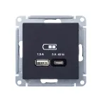 AtlasDesign Карбон USB Розетка A + тип-C 45W высокоскоростной заряд QC PD | ATN001029 | SE