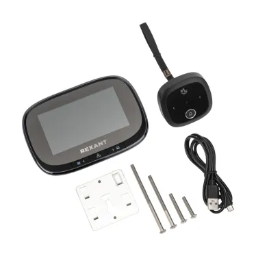 Видеоглазок дверной (DV-115) с цветным LCD-дисплеем 4.3" с функцией записи фото/видео по движению, встроенный звонок, ночной режим | 45-1115 | REXANT