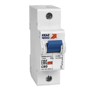 Выключатель автоматический однополюсный 80А D 14кА OptiDin BM125-1D80-14ln-УХЛ3