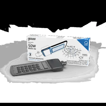 Светильник уличный консольный ДКУ 50 Вт 6000 лм 5000К AC 220В IP65 370х145х45мм широкая КСС Ш Qplus Gauss