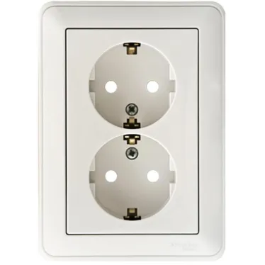 W59 Розетка двойная скрытая с заземлением 16А белая
