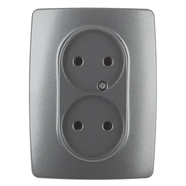 Розетка 2X2P, 16A-250В, Эра12, графит, 12-2107-12