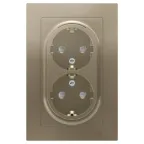 Розетка ATLASDESIGN двойная с заземлением со шторками 16А в сборе шампань