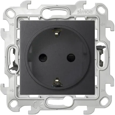 Розетка 2К+З с защитными шторками Push@Go, графит