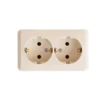 ЭТЮД Розетка двойная наружная с заземлением без шторок бежевая