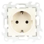 Розетка 2К+З Schuko со штор, слоновая кость