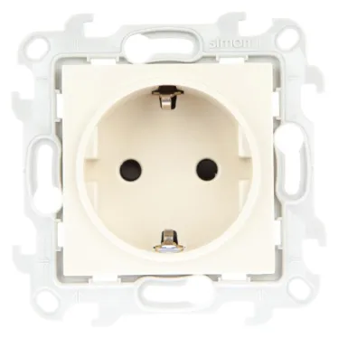Розетка 2К+З Schuko со штор, слоновая кость