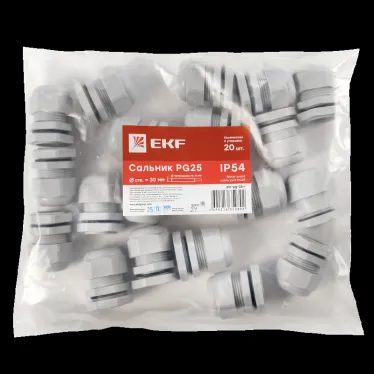 Сальник PG25 IP54 (20 шт) d отв. 30 мм / d провод. 16-21 мм PROxima