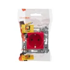 Avanti Розетка в стену, 2P+E, с защитными шторками, ''Красный квадрат''