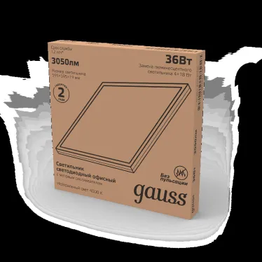 Светильник светодиодный ДВО 36 Вт 3200 лм 4000К AC 220В IP20 595х595х19мм матовый опал Офис Gauss