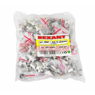 Разъем штекер BNC RG-6 обжим,